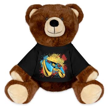 Gaming Graffiti - MiniFeet® RecycelBär® Teddy Bear Brown - black - Front