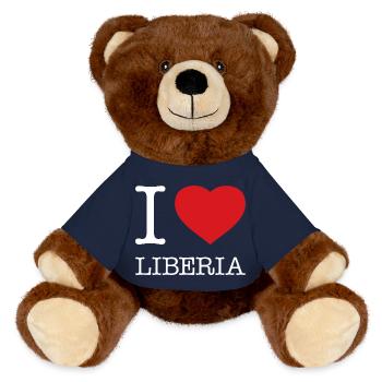 I LOVE LIBERIA - MiniFeet® RecycelBär® Braun - French Navy - Vorne