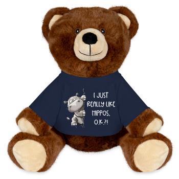 I Just Really Like Hippos I Nilpferd I Flusspferd - MiniFeet® RecycelBär® Braun - French Navy - Vorne