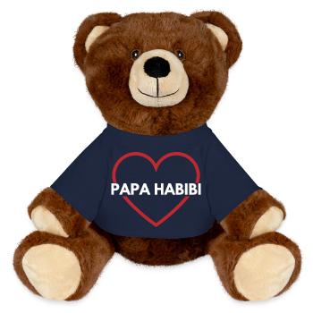 Papa habibi - papa d’amour - Nounours RecycelBär® marron - bleu marine - Devant