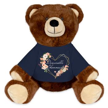 Brautjungfer Gold Herz Blumen - MiniFeet® RecycelBär® Braun - French Navy - Vorne