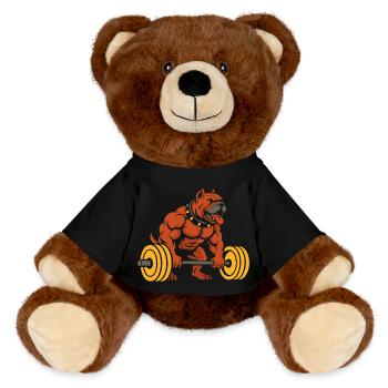 Muscular Bulldog Weightlifting Design - MiniFeet® RecycelBär® Teddy Bear Brown - black - Front