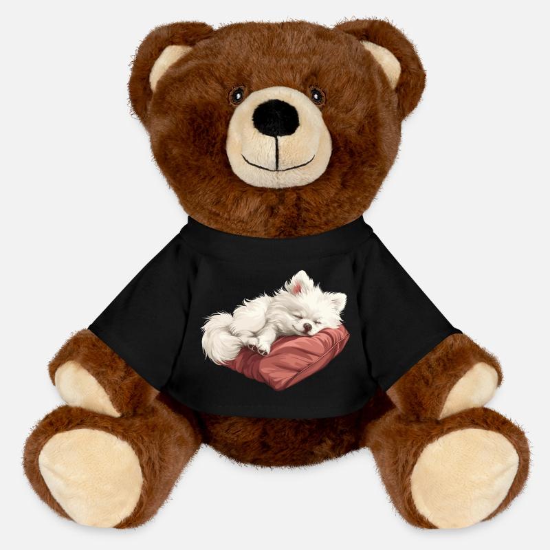 Sleeping Spitz puppy - MiniFeet® RecycelBär® Teddy Bear Brown - black