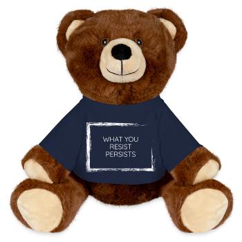 Was du widerstehst, bleibt bestehen, Psychologie, Zitat, T-Wear, - MiniFeet® RecycelBär® Braun - French Navy - Vorne
