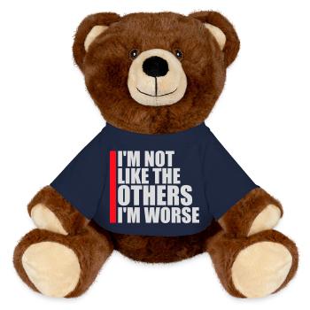 I'm Not Like The Others I'm Worse Funny Sarcasm - MiniFeet® RecycelBär® Teddy Bear Brown - french navy - Front