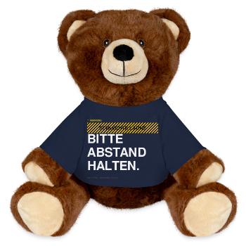 BITTE ABSTAND HALTEN Warnhinweis - MiniFeet® RecycelBär® Braun - French Navy - Vorne