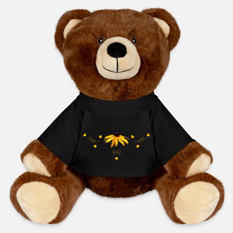Coneflower Yellow Flower - MiniFeet® RecycelBär® Teddy Bear Brown - black