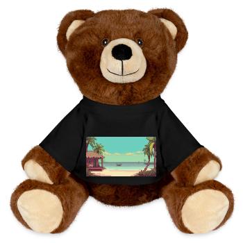 Isla Holbox, Mexique - Pixel Art - Nounours RecycelBär® marron - noir - Devant