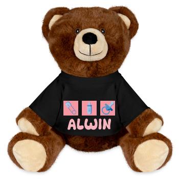 Pacifier Alwin - MiniFeet® RecycelBär® Teddy Bear Brown - black - Front