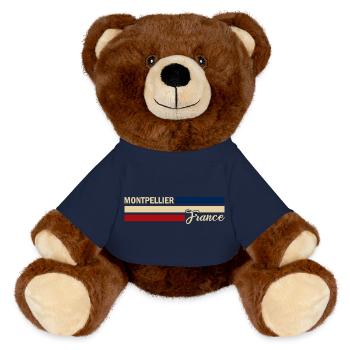 France - Montpellier - Frankreich - Flagge - MiniFeet® RecycelBär® Braun - French Navy - Vorne