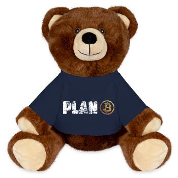 Plan Bitcoin Plan B - MiniFeet® RecycelBär® Braun - French Navy - Vorne