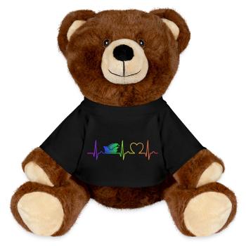 Courbe de coeur - Casquette de fou - Arc-en-ciel - Carnaval - Nounours RecycelBär® marron - noir - Devant