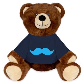 Prostate Cancer Awareness Moustache - MiniFeet® RecycelBär® Teddy Bear Brown - french navy - Front