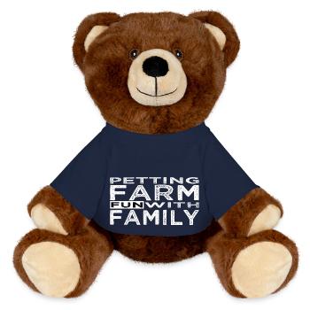 funny sayings jokes farmyard fun - MiniFeet® RecycelBär® Teddy Bear Brown - french navy - Front