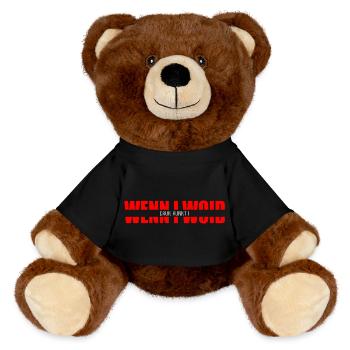 wenn i woid - daun kunnt i, Dialect Statement - MiniFeet® RecycelBär® Teddy Bear Brown - black - Front