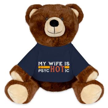 Ma femme est psychotique-drôle, sarcastique, humour de mariage - Nounours RecycelBär® marron - bleu marine - Devant