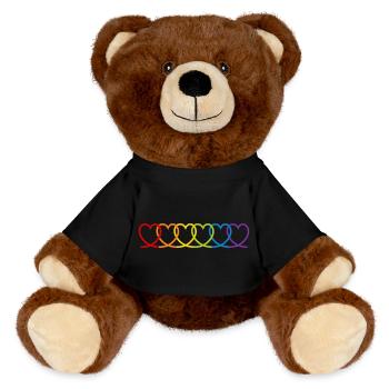 Regenbogen Herzen - MiniFeet® RecycelBär® Braun - Schwarz - Vorne