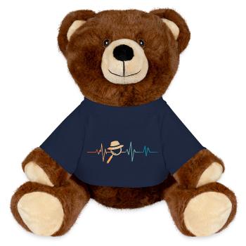Retro Heartbeat Magnifying Glass - MiniFeet® RecycelBär® Teddy Bear Brown - french navy - Front