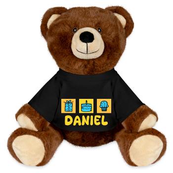 First name Daniel - MiniFeet® RecycelBär® Teddy Bear Brown - black - Front