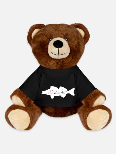 I Love Zander white - MiniFeet® RecycelBär® Teddy Bear Brown - black