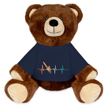Battement de cœur scie à chaîne-Tronçonneuse - Nounours RecycelBär® marron - bleu marine - Devant
