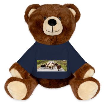 Chèvre de montagne dans le parc national Parc de l’île de Kos - Nounours RecycelBär® marron - bleu marine - Devant