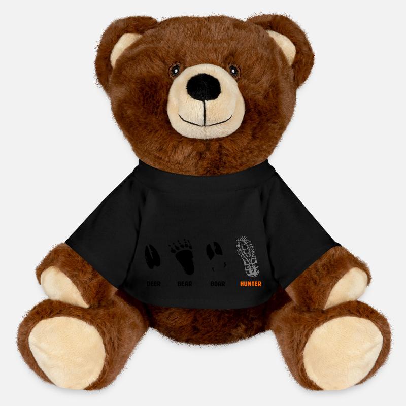 Deer, bear, wild boar, hunter, step seal - MiniFeet® RecycelBär® Teddy Bear Brown - black