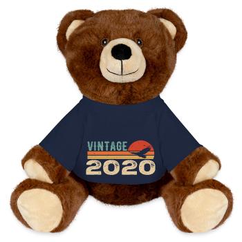 Vintage 2020 Retro 2020 Birthday Gift - MiniFeet® RecycelBär® Teddy Bear Brown - french navy - Front