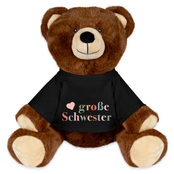 Große Schwester - Geschenk zur Geburt für Mädchen - MiniFeet® RecycelBär® Braun - Schwarz - Vorne