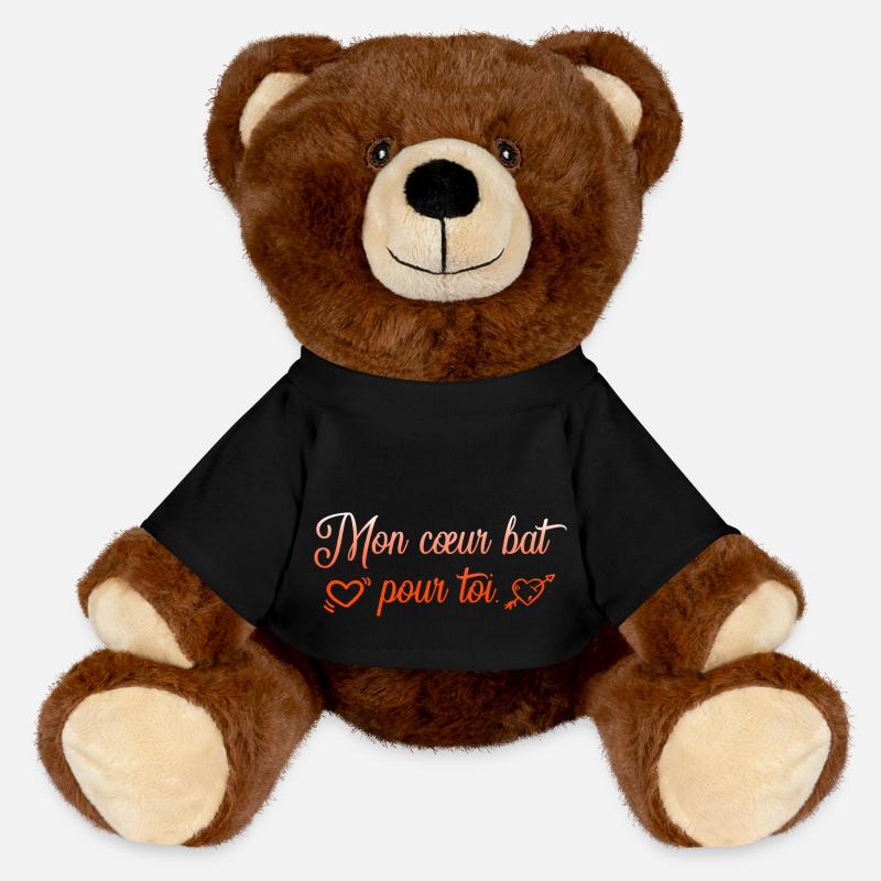 SAINT VALENTIN COEUR AMOUR LOVE ROSE 5 - Nounours RecycelBär® marron - noir