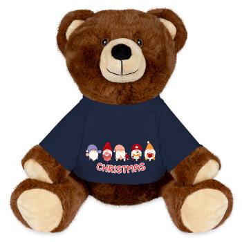 Christmas with 5 Santa - MiniFeet® RecycelBär® Teddy Bear Brown - french navy - Front