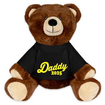 Papa 2025 - dad 2025 - Daddy 2025 - MiniFeet® RecycelBär® Braun - Schwarz - Vorne