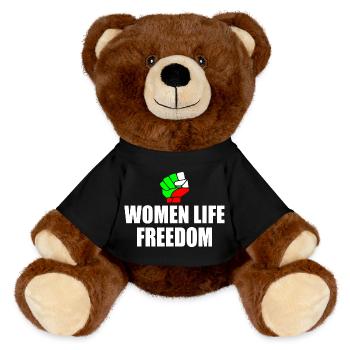 Women life freedom iran - MiniFeet® RecycelBär® Braun - Schwarz - Vorne