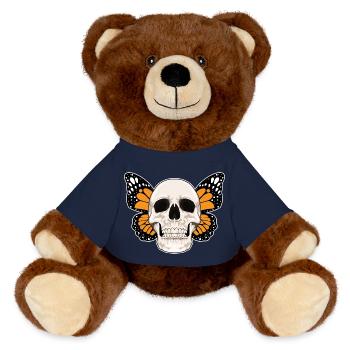 Butterfly Skull - MiniFeet® RecycelBär® Teddy Bear Brown - french navy - Front
