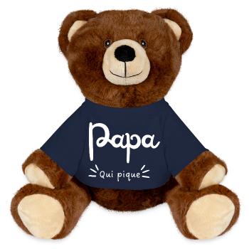 Dad who stings - MiniFeet® RecycelBär® Teddy Bear Brown - french navy - Front