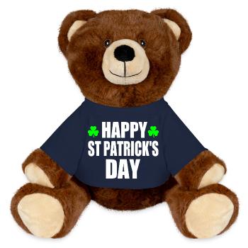 happy st patrick's day - MiniFeet® RecycelBär® Teddy Bear Brown - french navy - Front