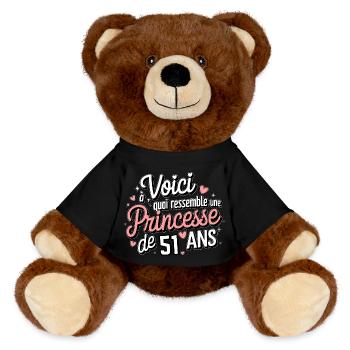 Princess 51 years old - MiniFeet® RecycelBär® Teddy Bear Brown - black - Front