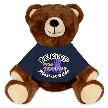 Ne me brutalisez pas - Nounours RecycelBär® marron - bleu marine - Devant