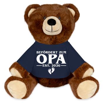 Promu au rang de grand-père 2026 Annoncer la grossesse - Nounours RecycelBär® marron - bleu marine - Devant