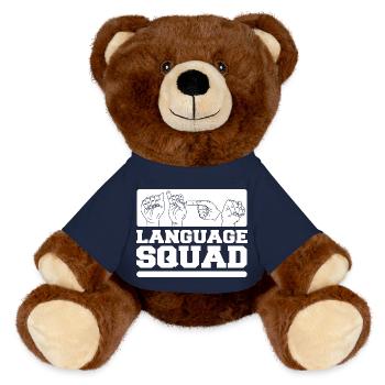 ASL Dolmetscher Gebärdensprache - MiniFeet® RecycelBär® Braun - French Navy - Vorne