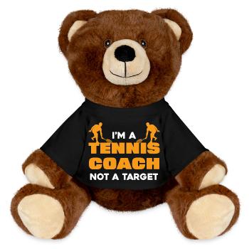 Ich bin Tenniscoach kein Ziel - MiniFeet® RecycelBär® Braun - Schwarz - Vorne
