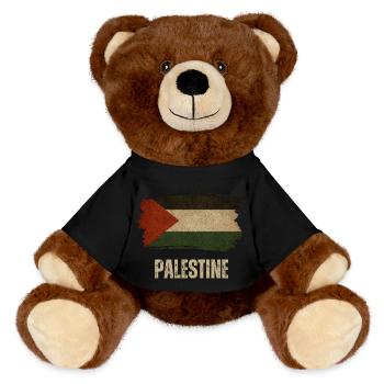 Drapeau grunge de la Palestine, fierté palestinienne - Nounours RecycelBär® marron - noir - Devant
