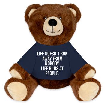 life doesn't run away from nobody life runs at - MiniFeet® RecycelBär® Teddy Bear Brown - french navy - Front