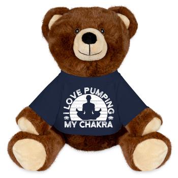 Passionnés de Pilates : j’adore stimuler mon chakra - Nounours RecycelBär® marron - bleu marine - Devant