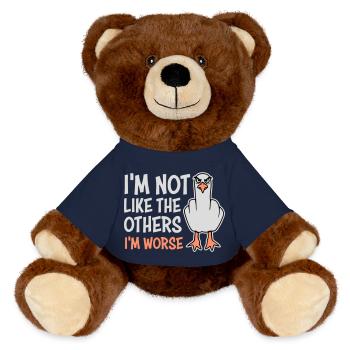 Middle Finger Seagull In Not Like The Others I'm Worse - MiniFeet® RecycelBär® Teddy Bear Brown - french navy - Front