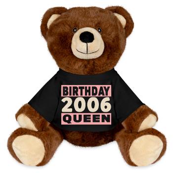 birthday queen 20 years old 2006 Birthday - MiniFeet® RecycelBär® Teddy Bear Brown - black - Front