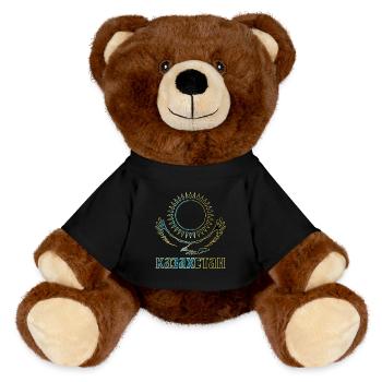 Kazakhstan eagle lettering - MiniFeet® RecycelBär® Teddy Bear Brown - black - Front