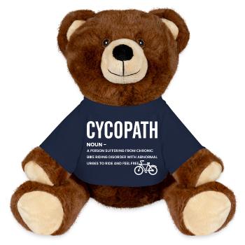 T-shirt emblème de piste cyclable - Nounours RecycelBär® marron - bleu marine - Devant