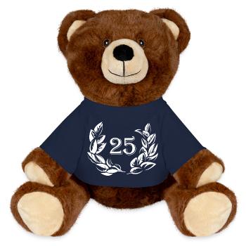 25 years jahre jubiläum anniversary lorbeer Symbol - MiniFeet® RecycelBär® Braun - French Navy - Vorne