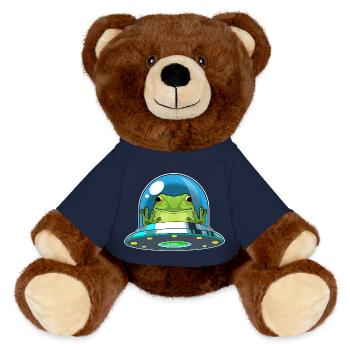 Frog Spaceship Space - MiniFeet® RecycelBär® Teddy Bear Brown - french navy - Front